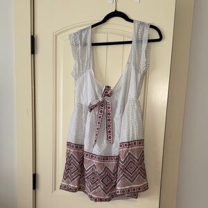 Free People White and Red Geometric Dress